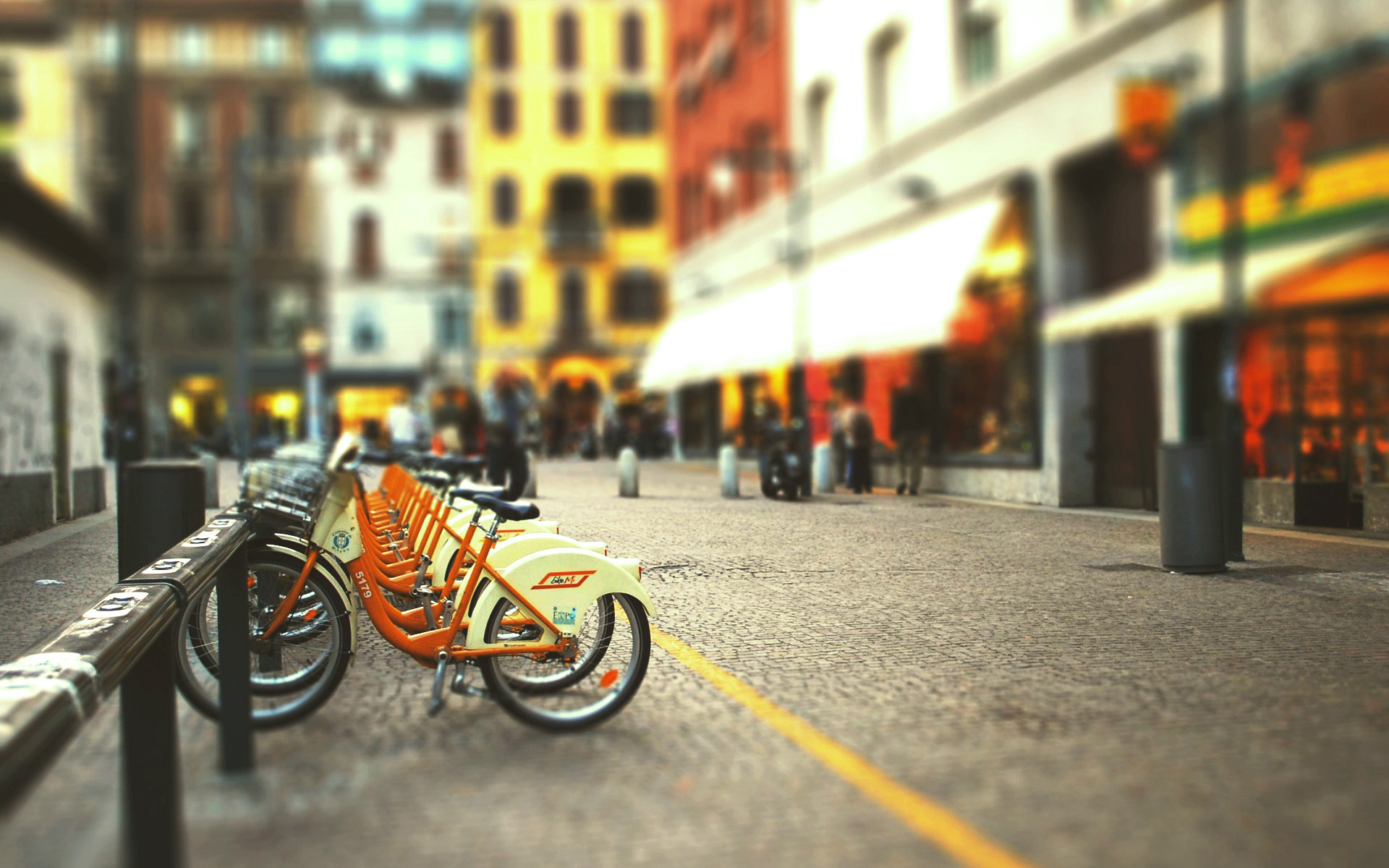  city street bike bicycle parking blurred background wallpapers