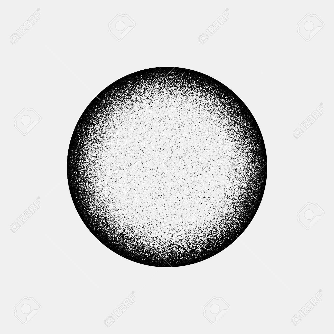 Abstract Geometric Shape Circle Badge With Film Grain Grunge