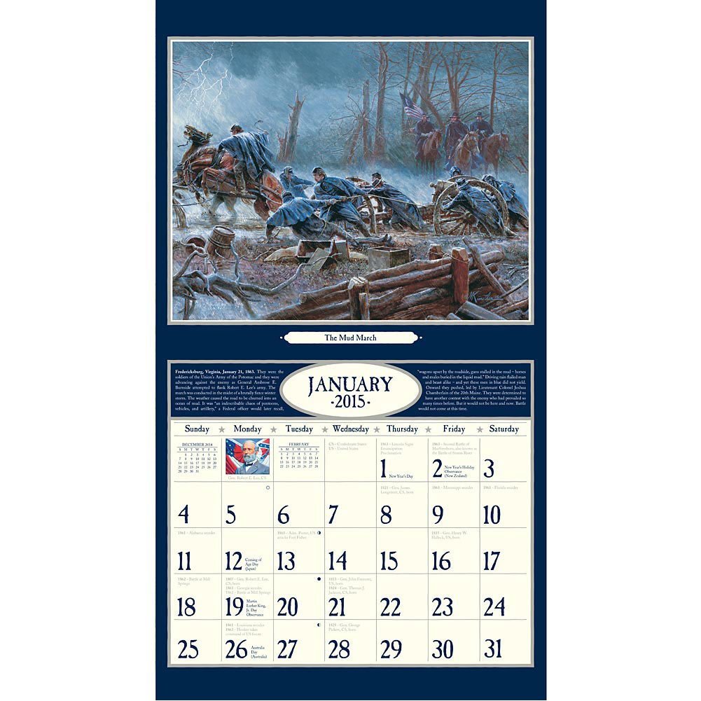 More Store Artwork Lang Civil War Wall Calendar Blue
