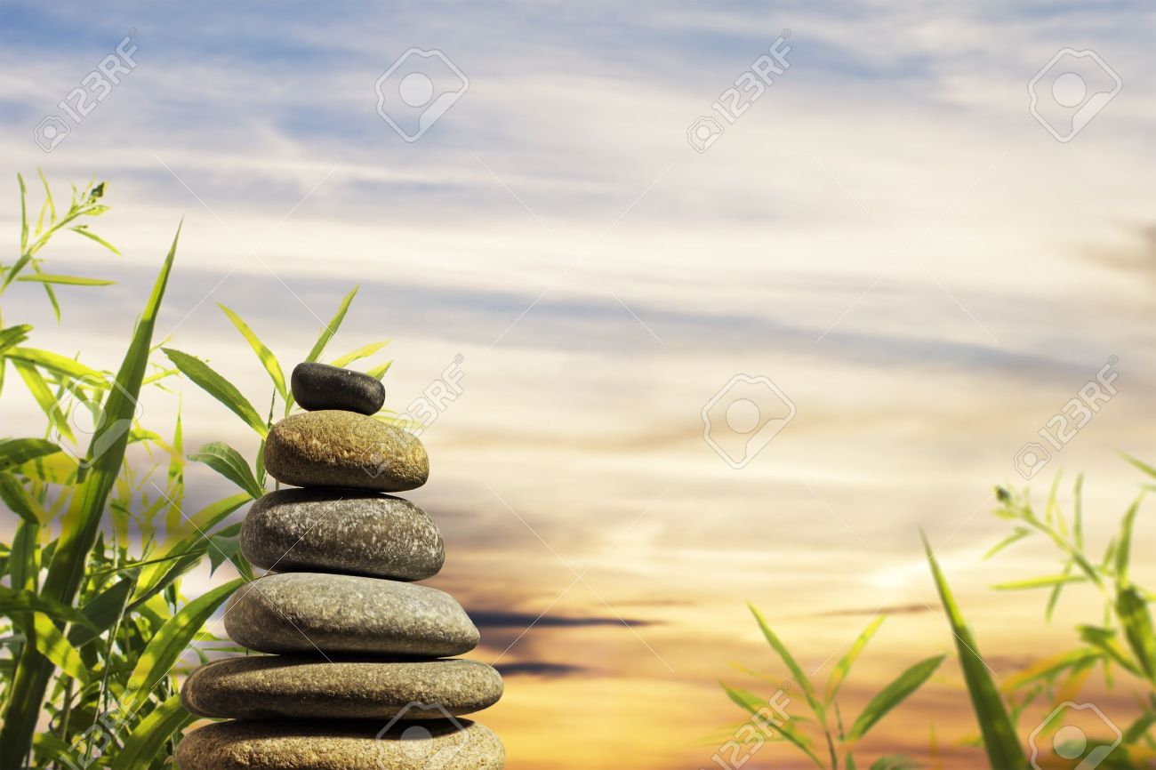 Zen Stones With Nice Nature Background Stock Photo Picture And