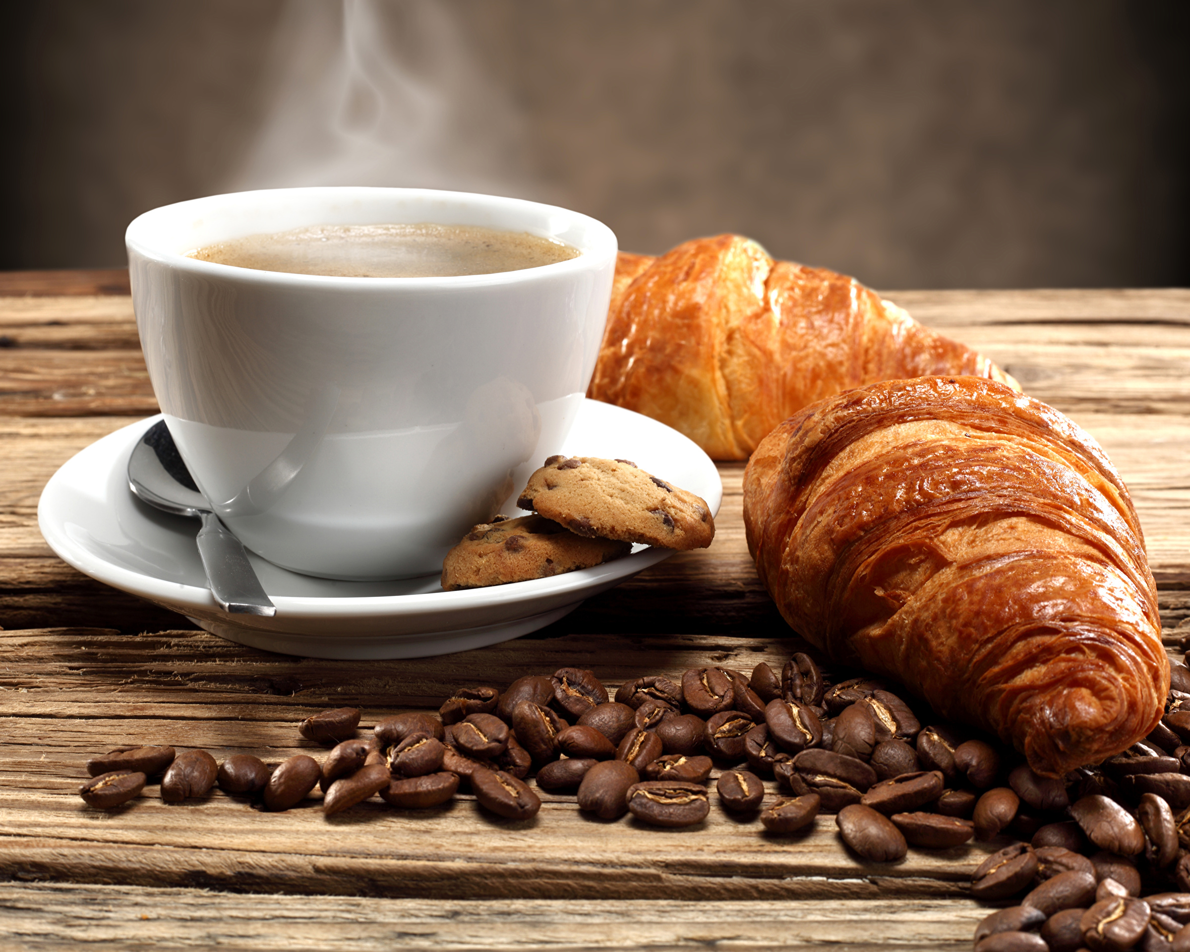 Wallpaper Coffee Breakfast Croissant Grain Cup Food Vapor