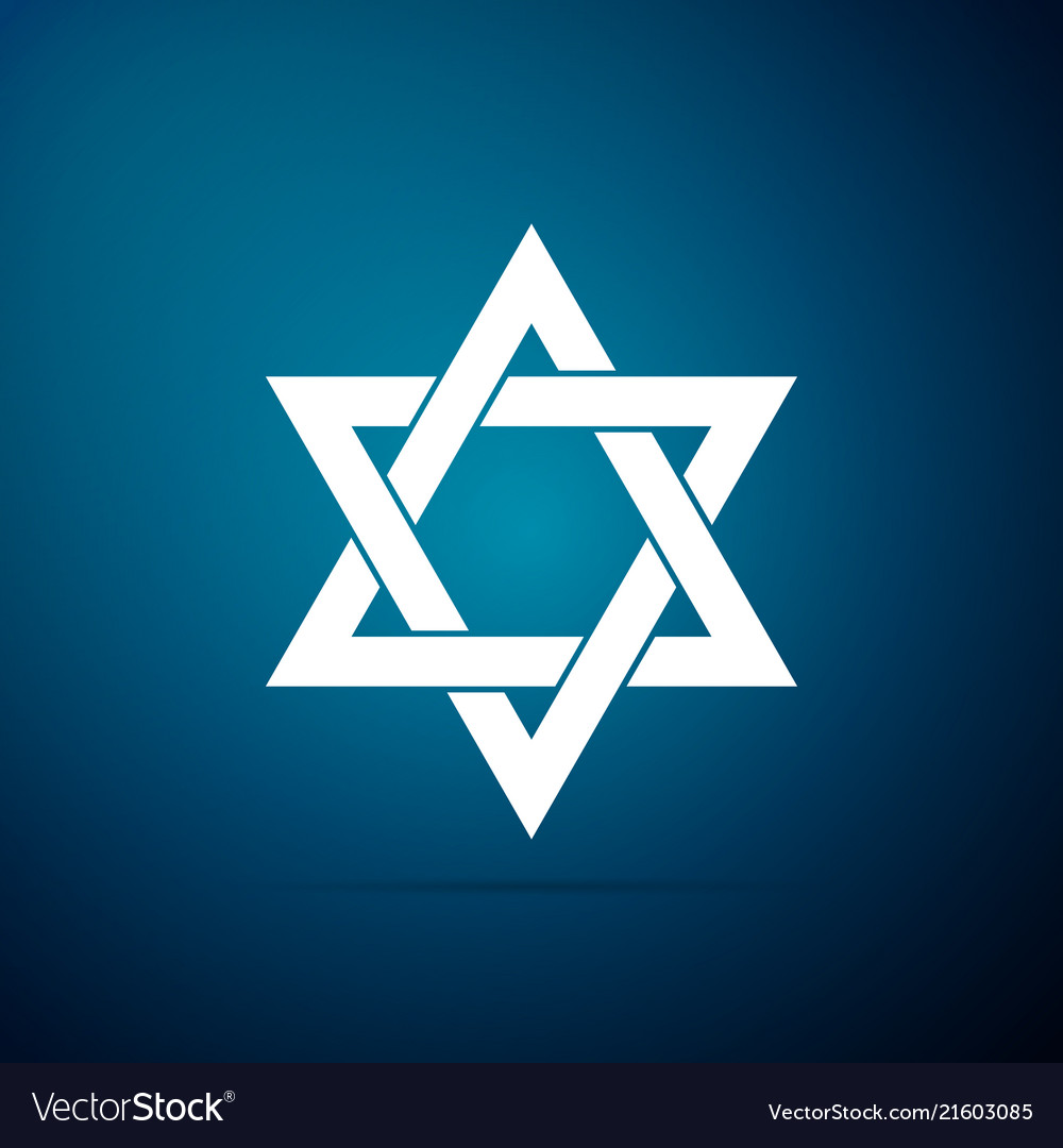 Star Of David Icon Isolated On Blue Background Vector Image