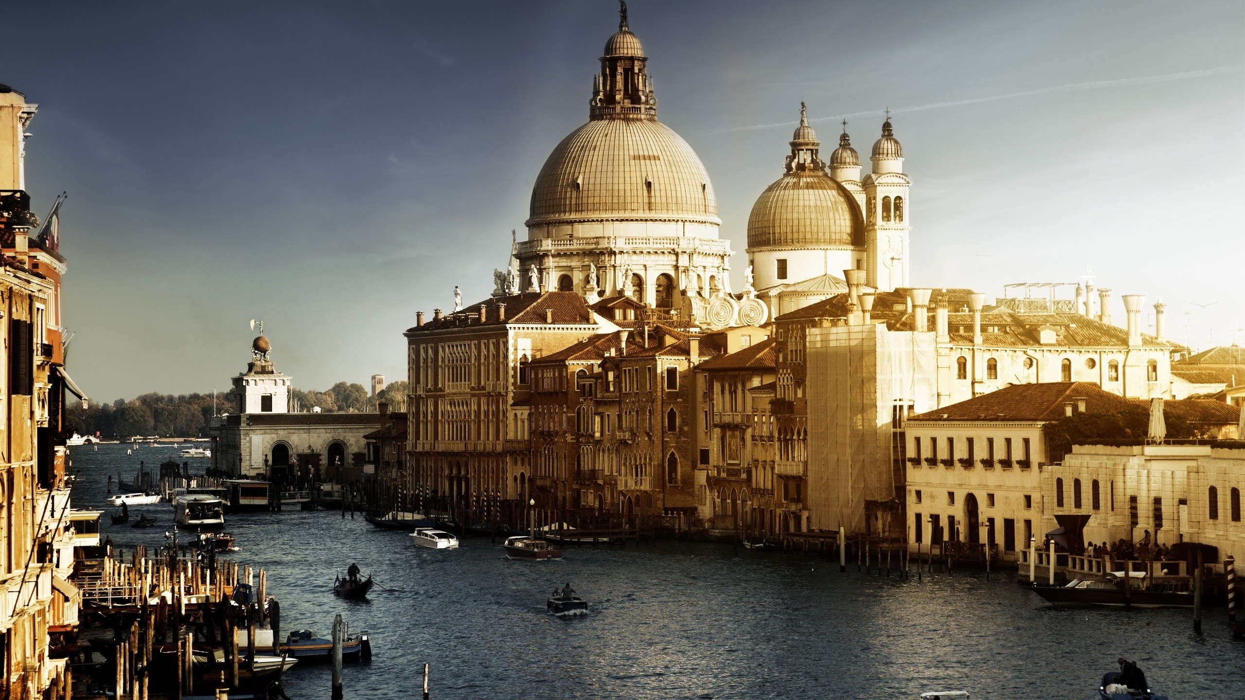 Wallpaper Venice Italy Canal Gondola Boat Building Grand