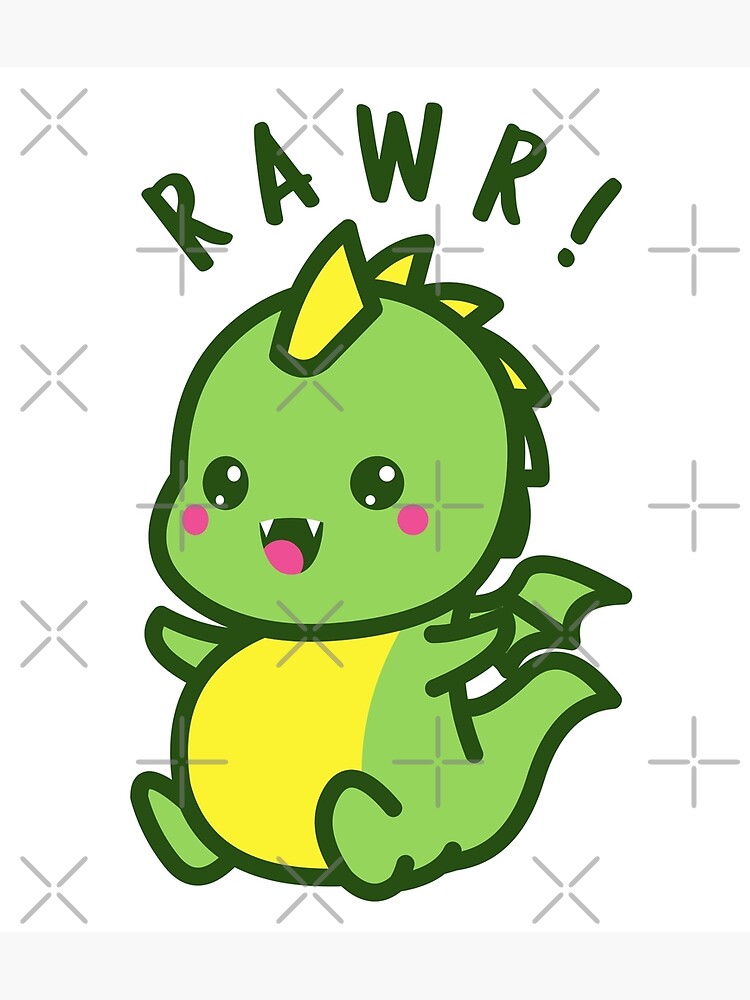 Rawr Cute Kawaii Dinosaur   Cute Baby Dino Greeting Card by