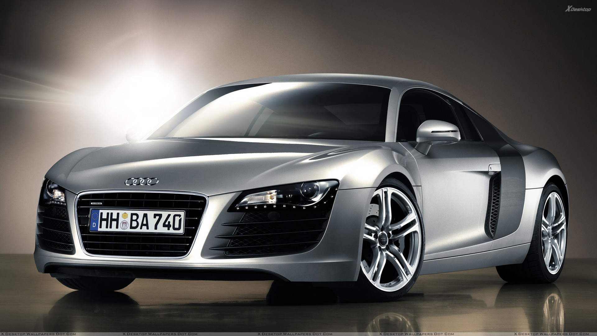 Front Pose Of 2006 Audi R8 In Silver Wallpaper 1920x1080