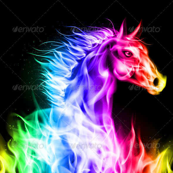 Colorful Fire Horse Animals Characters
