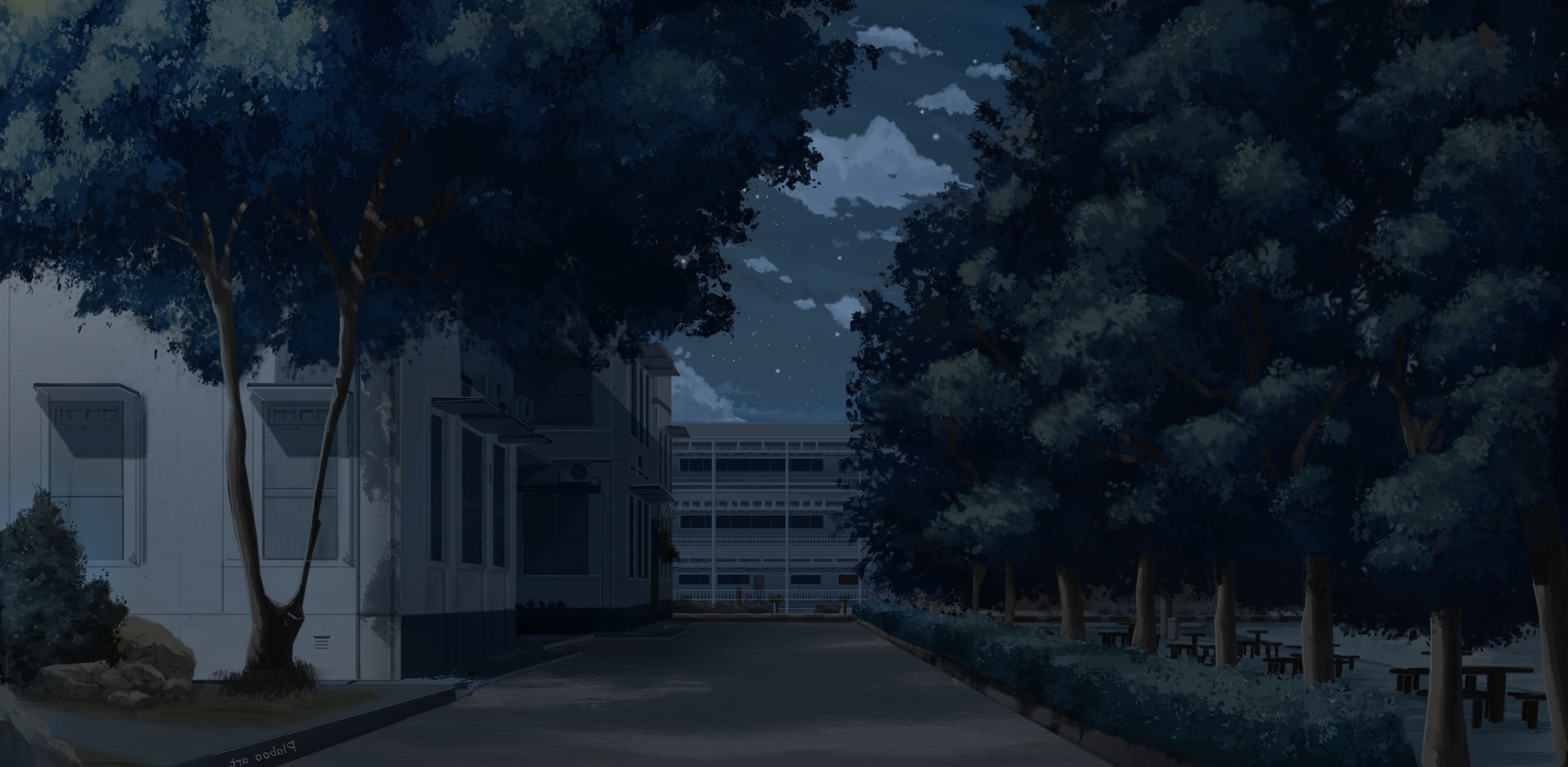 Free download Wallpaper Trees School Background Building Anime Night  Scenery [2247x1100] for your Desktop, Mobile & Tablet | Explore 18+ Anime  School Building Wallpapers | School Backgrounds, School Background  Pictures, Prison School Anime Wallpaper