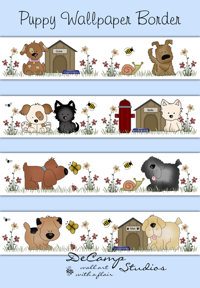 Free download Puppy Dog Wallpaper Border Wall Decals Cute Animals