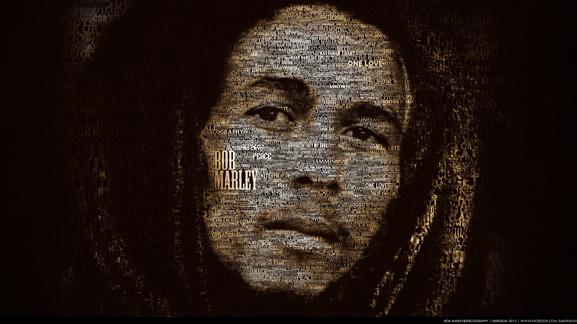 Bob Marley Discography Typography HD Wallpaper Famous Singer