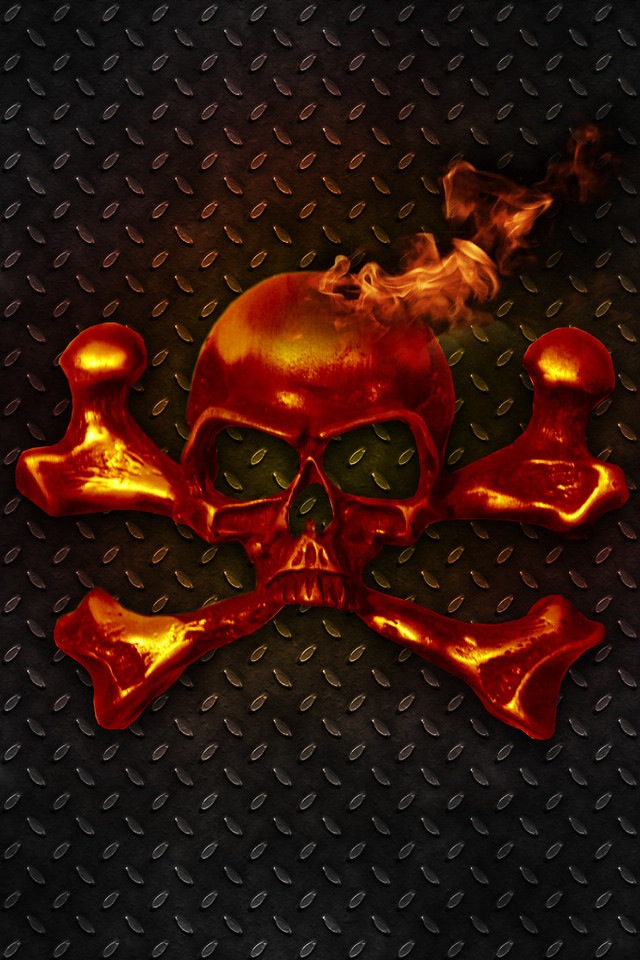 Flaming Skull Crossbones Retina Display Wallpaper iPhone Fan Site