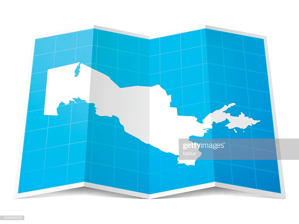 Uzbekistan Map Folded Isolated On White Background Stock