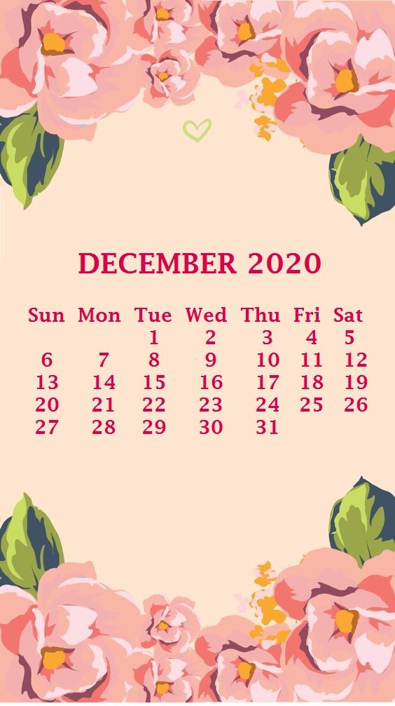 iPhone December Calendar Wallpaper
