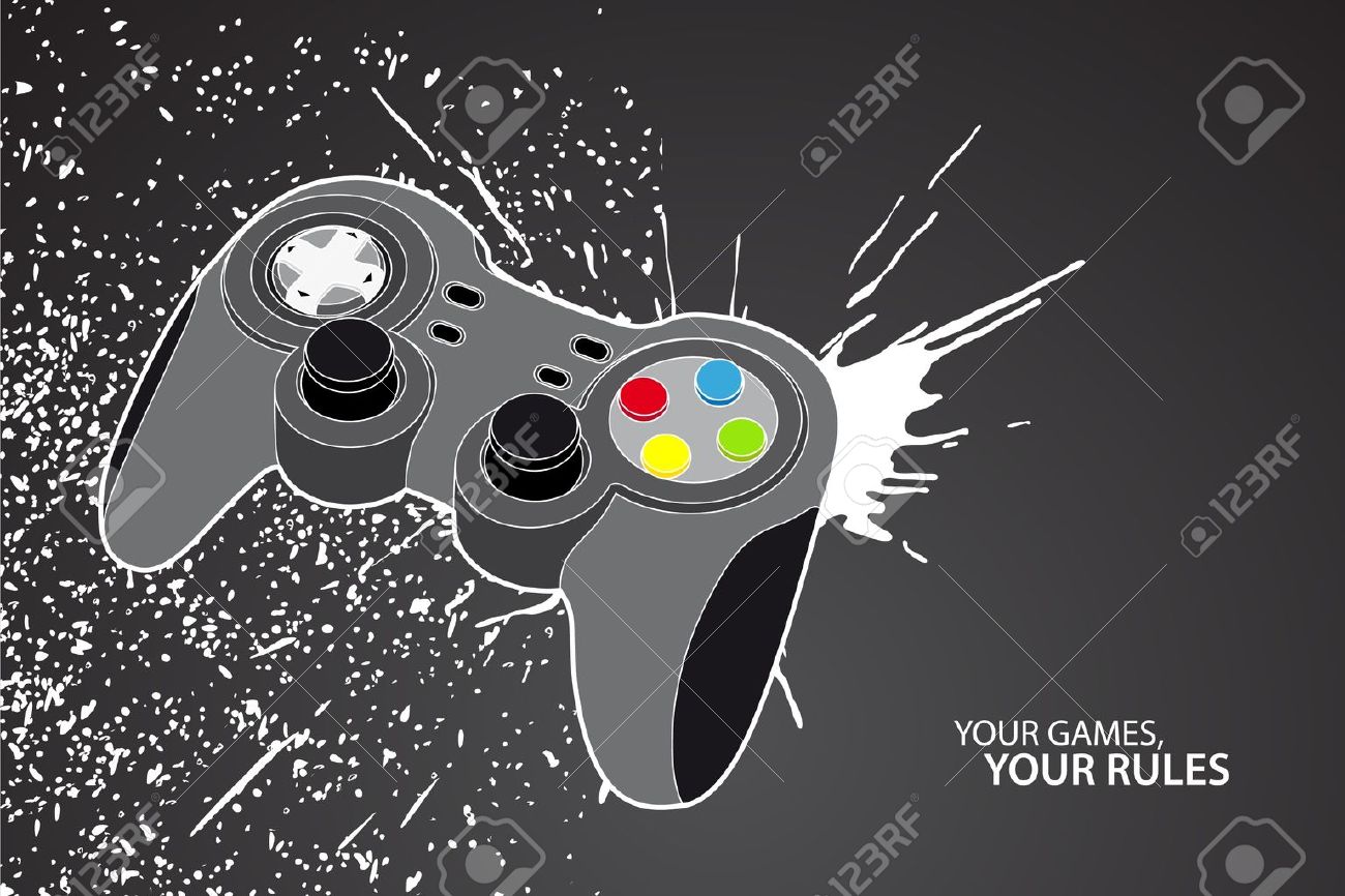Vector Console Or Pc Joystick On Black Background Royalty