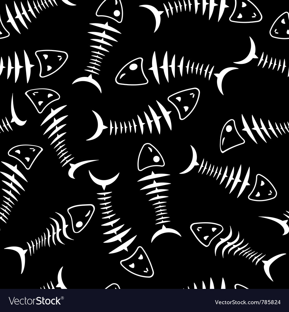 Seamless Wallpaper Skeleton Fish Background Vector Image