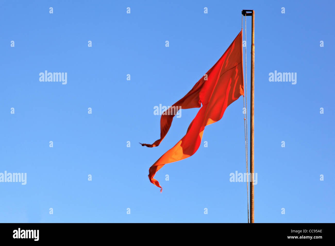 Hindu temple iconic saffron flag hi res stock photography and