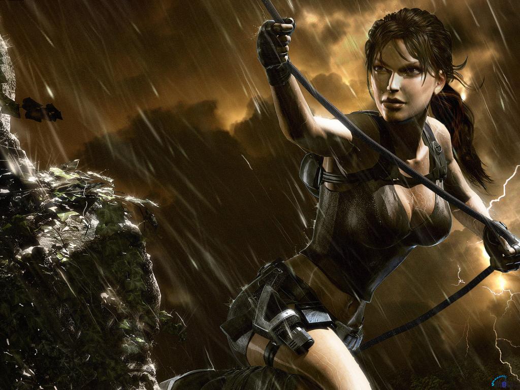 Wallpaper Lara Croft In The Rain Tomb Raider