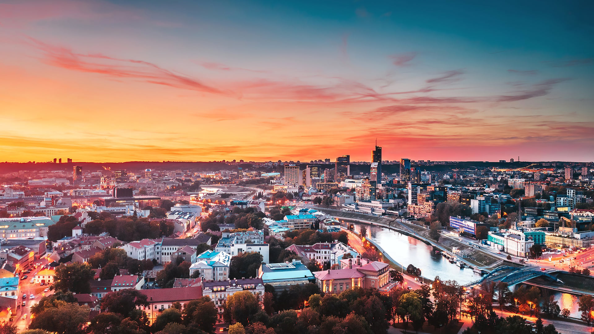 Vilnius Cityscape 4k Laptop Full HD 1080p Wallpaper Image Photos