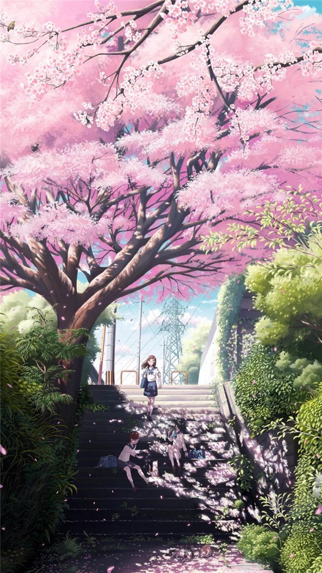 Anime Dreamy Girl Step iPhone Plus Wallpaper