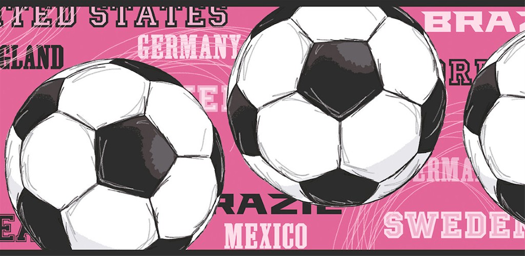 Details About Girls Soccer Ball Wallpaper Border je3737bd Pink World