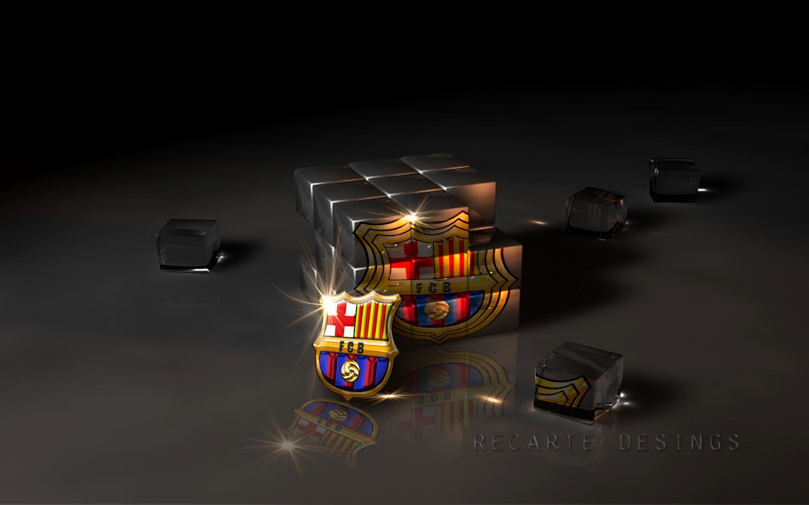 Barcelona Fc Logo In Cubic Glass HD Wallpaper