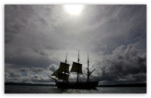 Sailing Ship Silhouette HD wallpaper for Standard Fullscreen