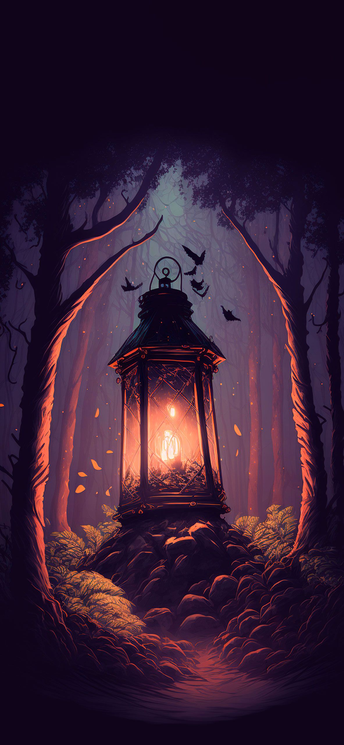 Lantern Wallpaper Mood Forest Scenery