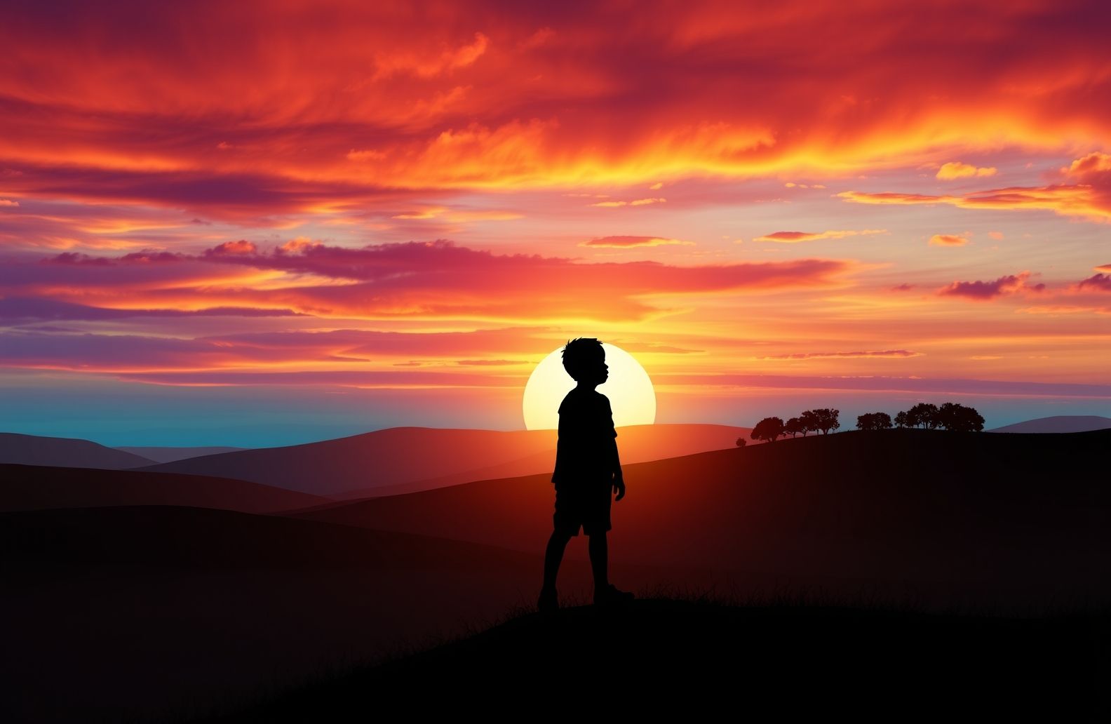 Shadow Boy Sunset Wallpaper