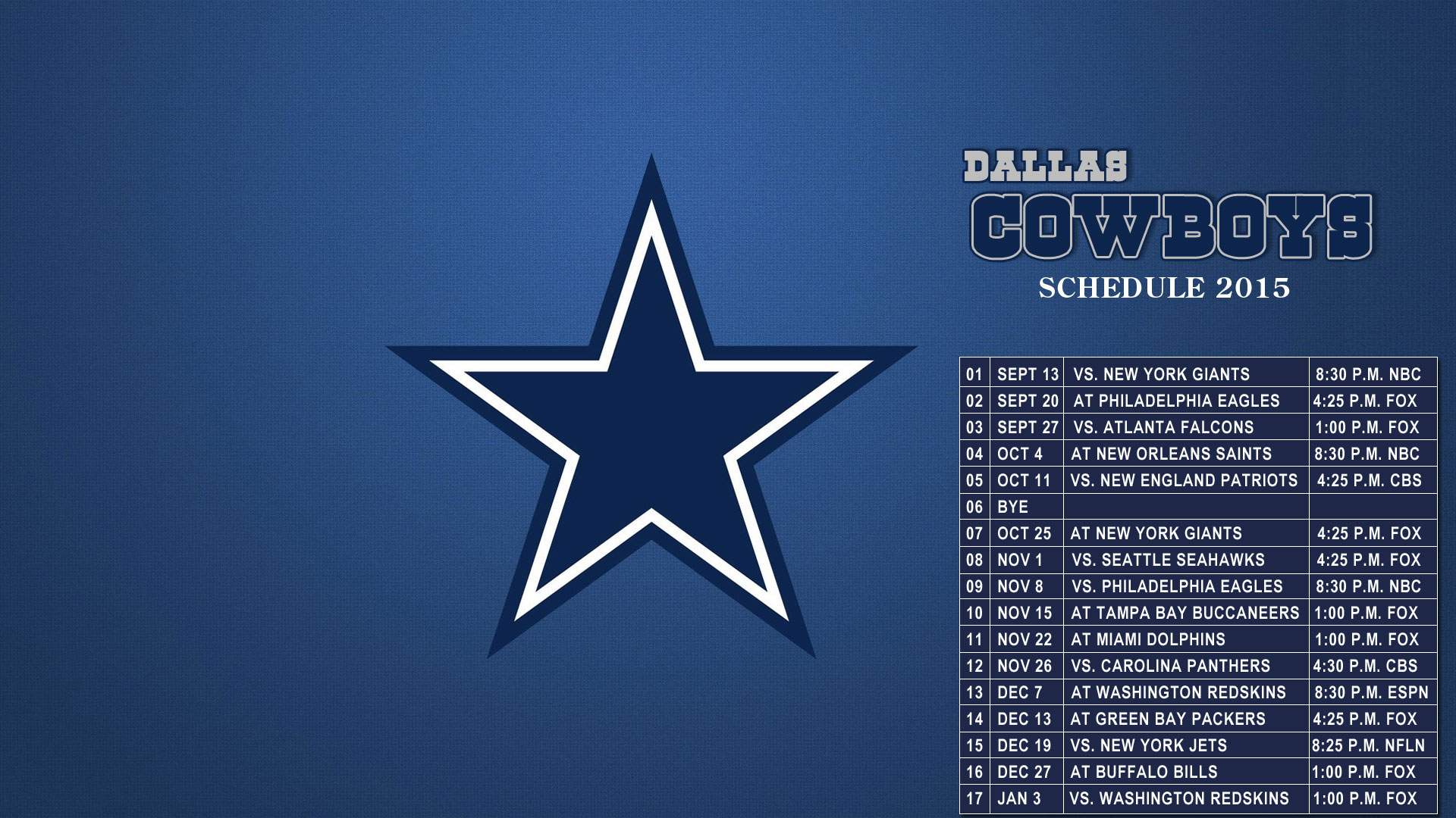 Dallas Cowboys Wallpaper Schedule