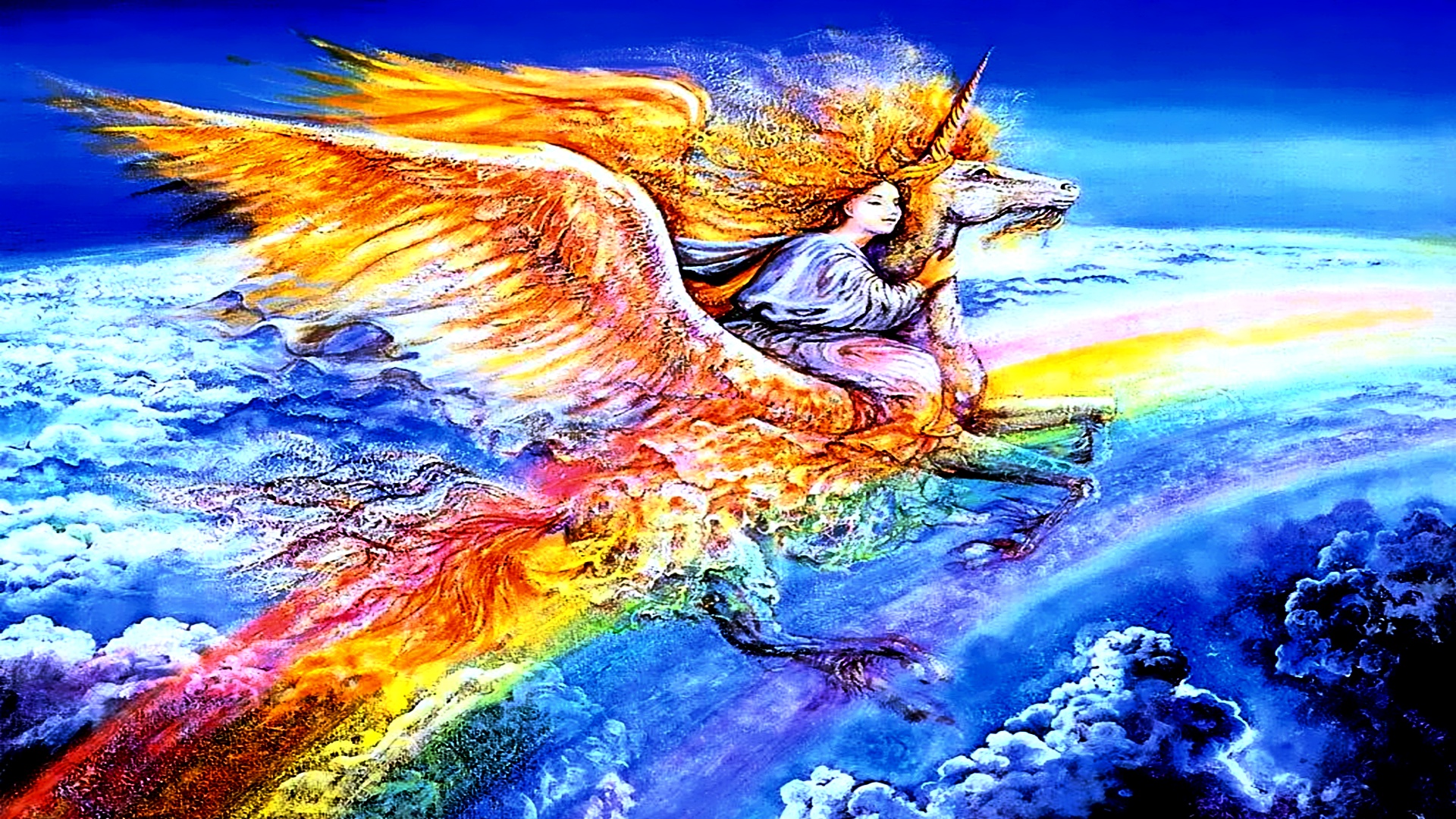 Wallpaper Unicorn Colorful Hd