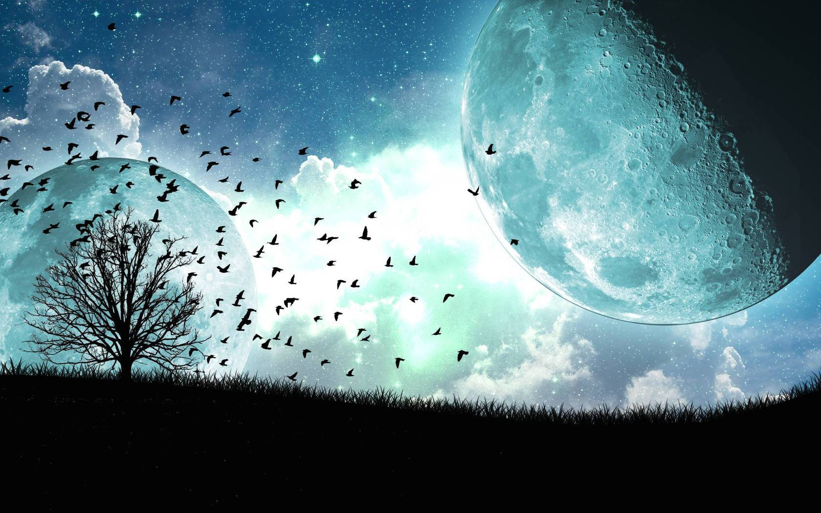 Moon Night Sky Wallpaper