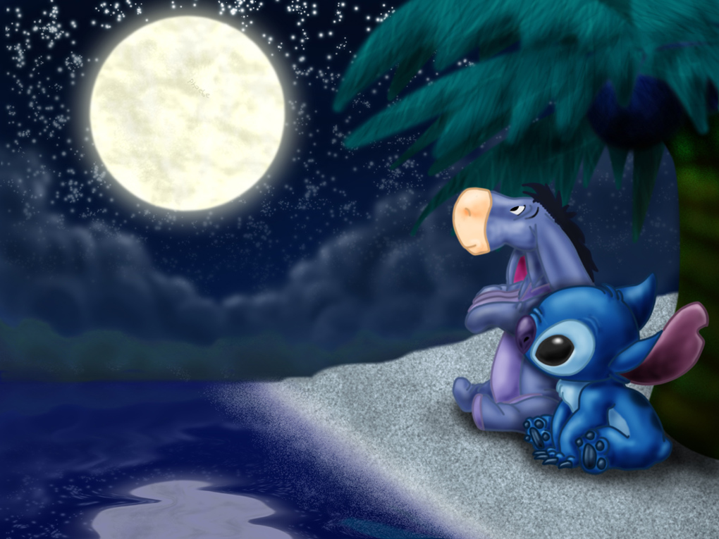 Stitch Eeyore And The Moon By Panpiper