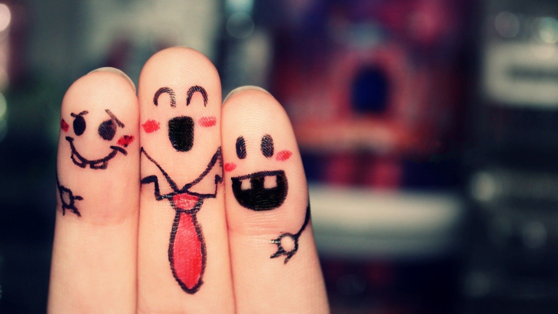 Whimsical finger art depicting three friends, symbolizing the joy and connection of friendship