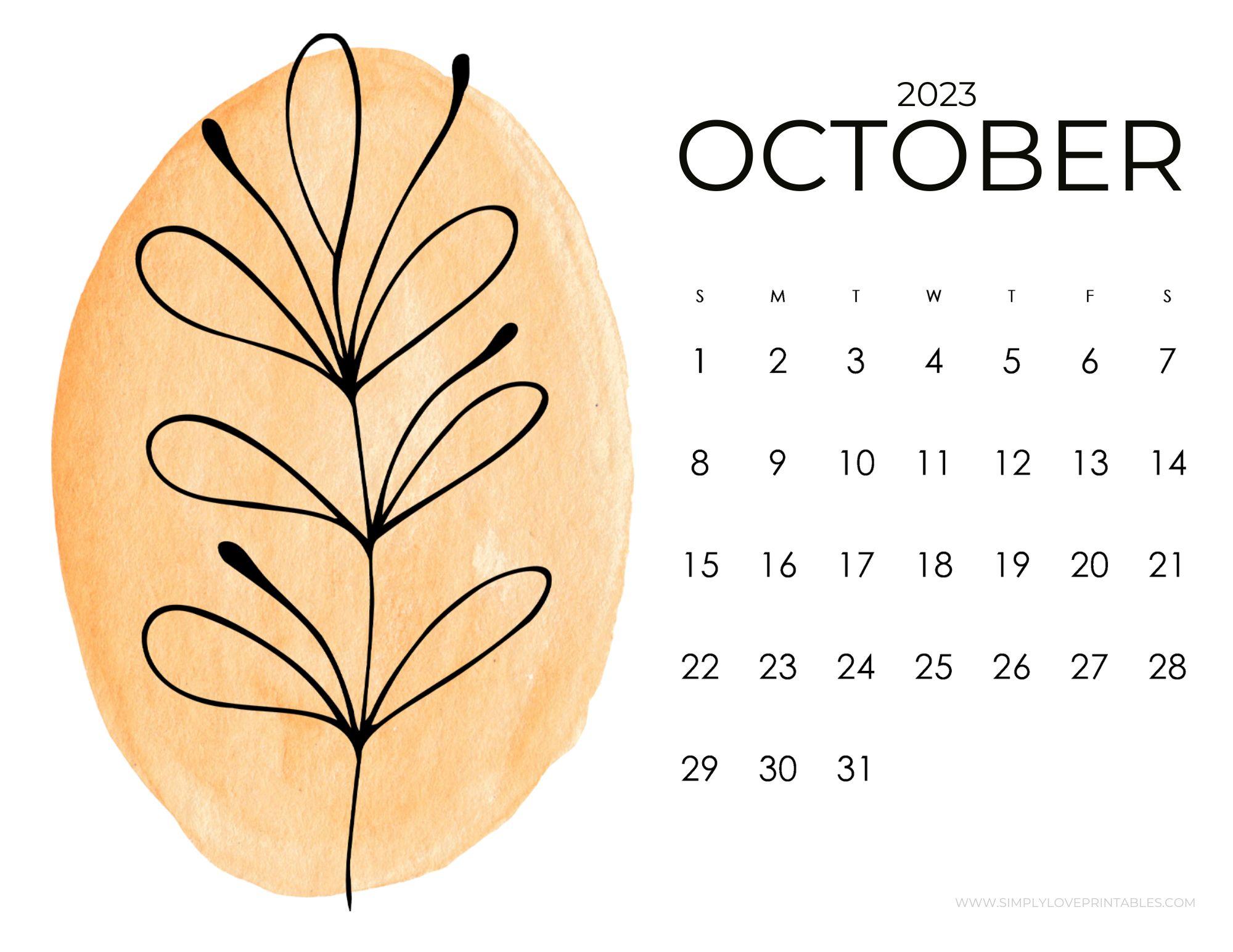 October 2023 Calendars Simply Love Printables