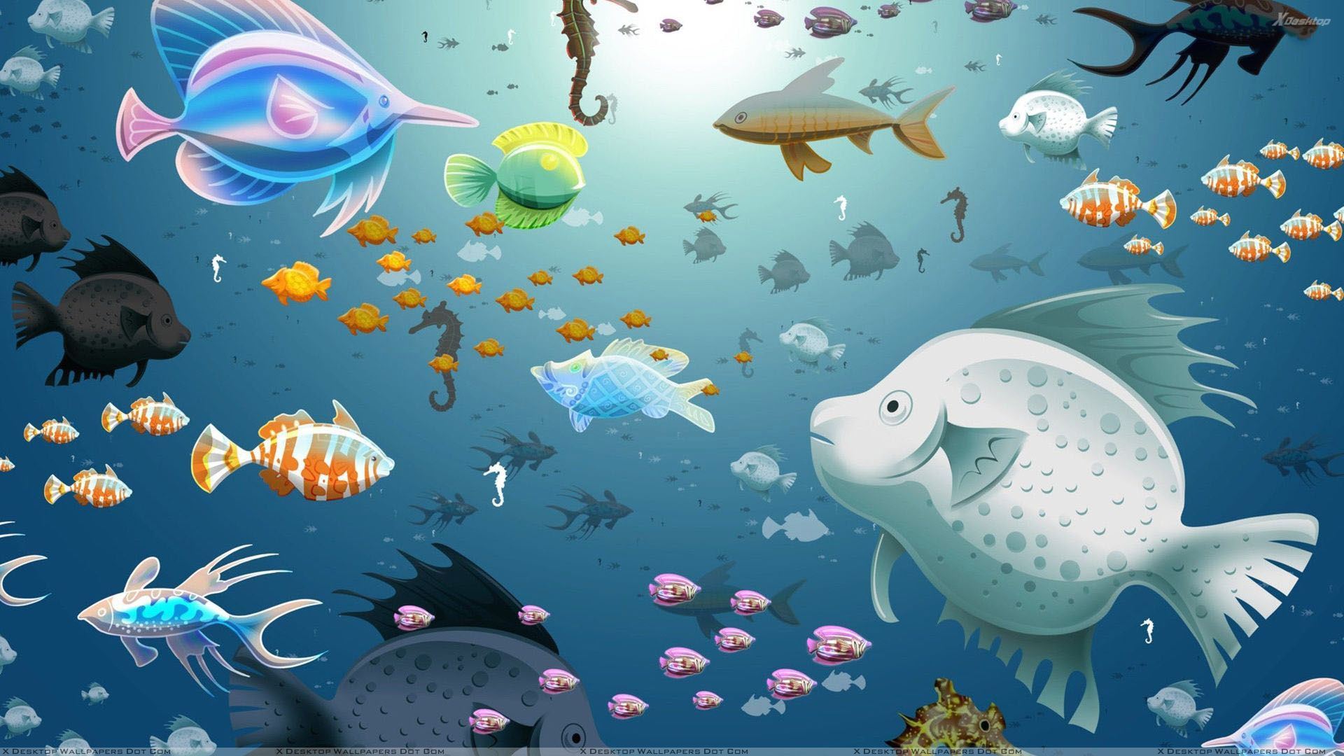 Artistic Colorful Fish In Water Wallpaper