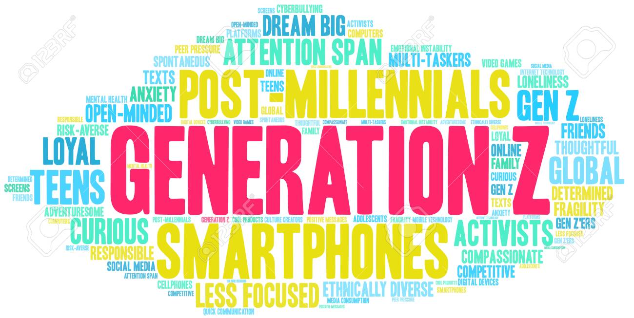 Generation Z Word Cloud On A White Background Royalty