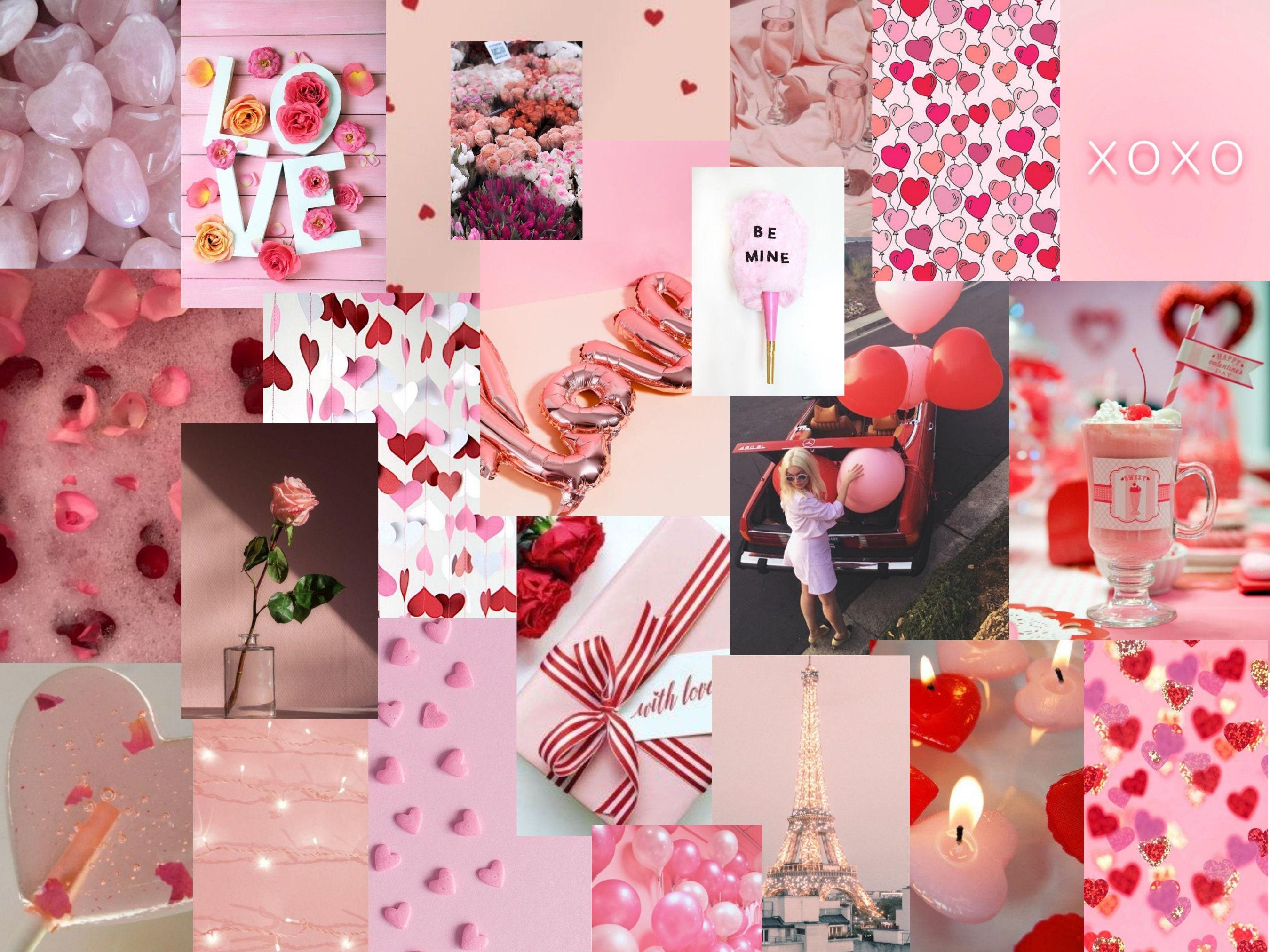 Pink Valentines Day Aesthetic Collage Kit Pink Valentine Etsy Sweden