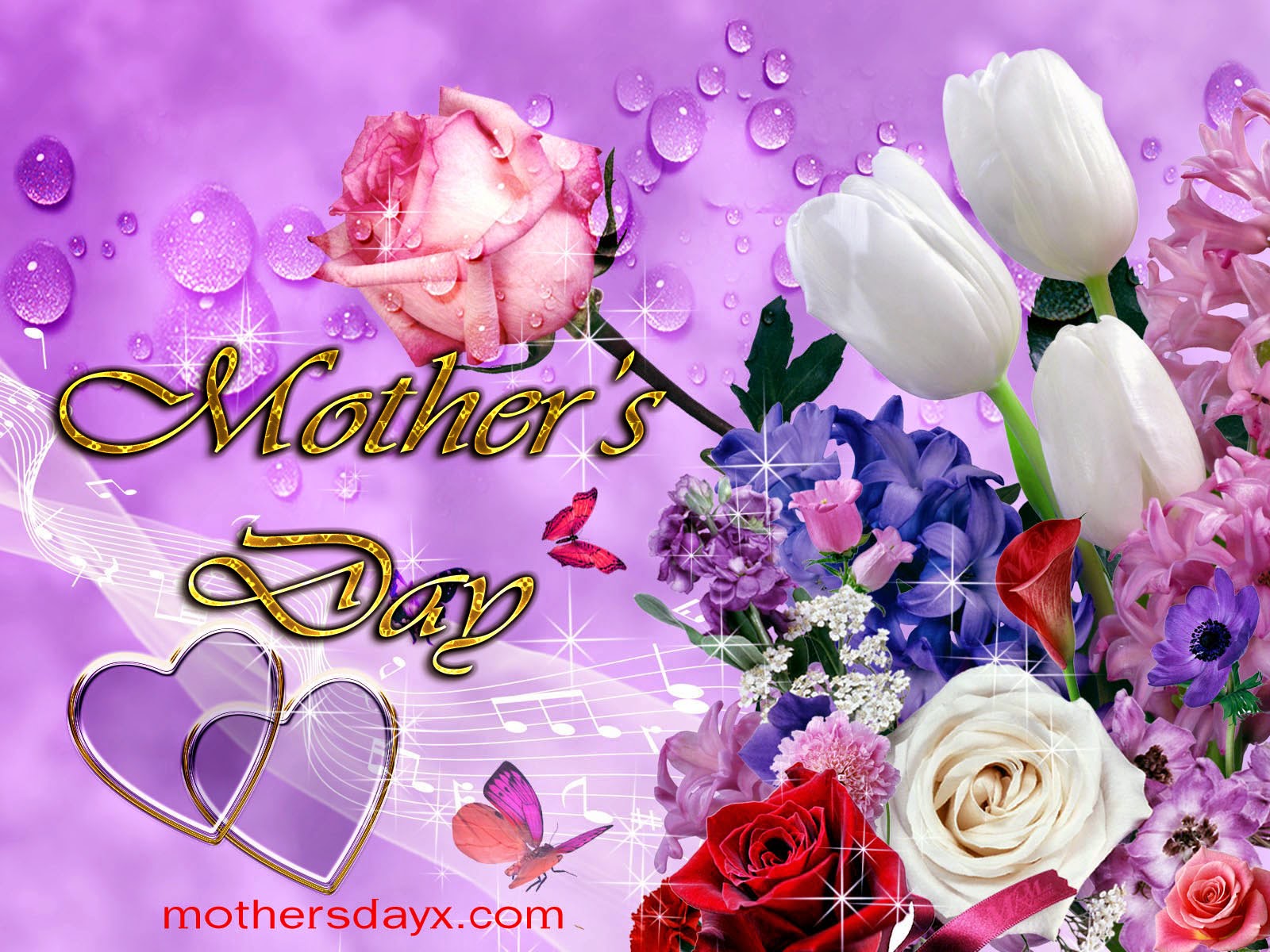 Happy Mother Day With Flowers Memorial Wallpaper