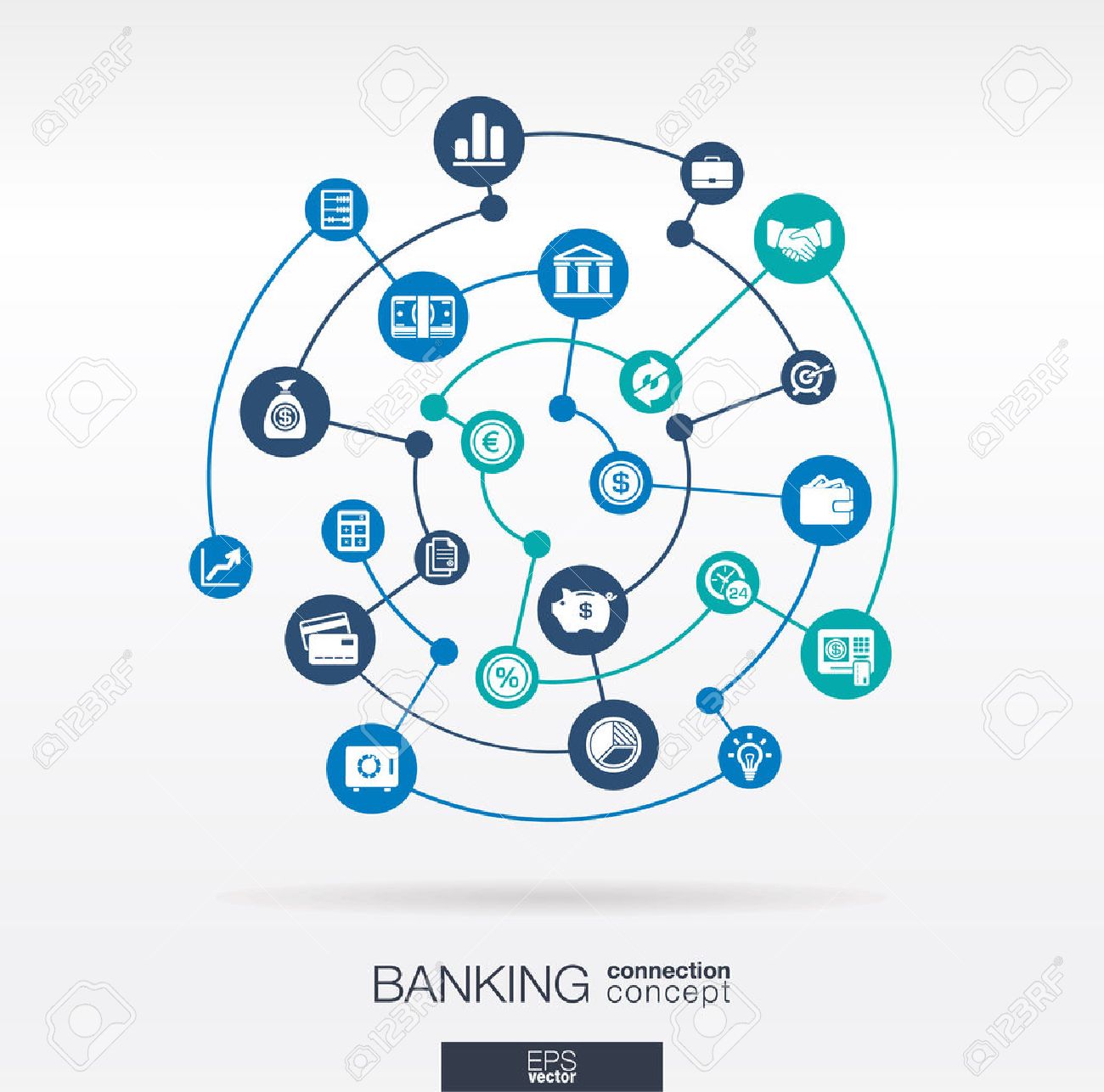 Banking Network Circles Abstract Background With Lines And