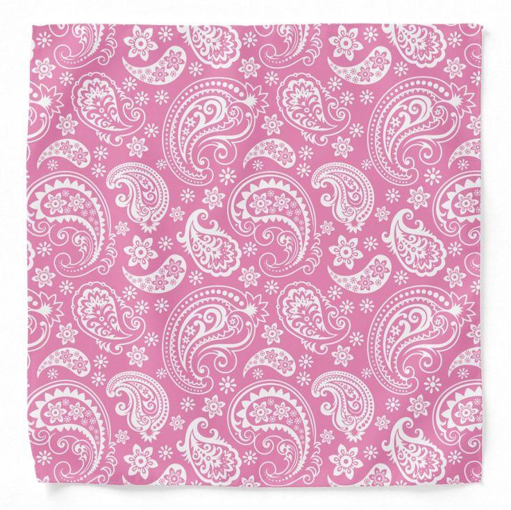 White On Pink Vintage Paisley Pattern Bandana