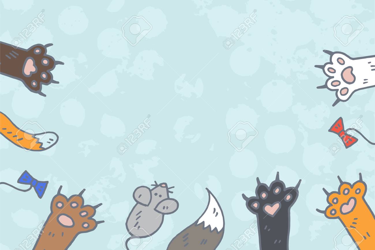 Cat Paws Background Vector Royalty Cliparts Vectors And