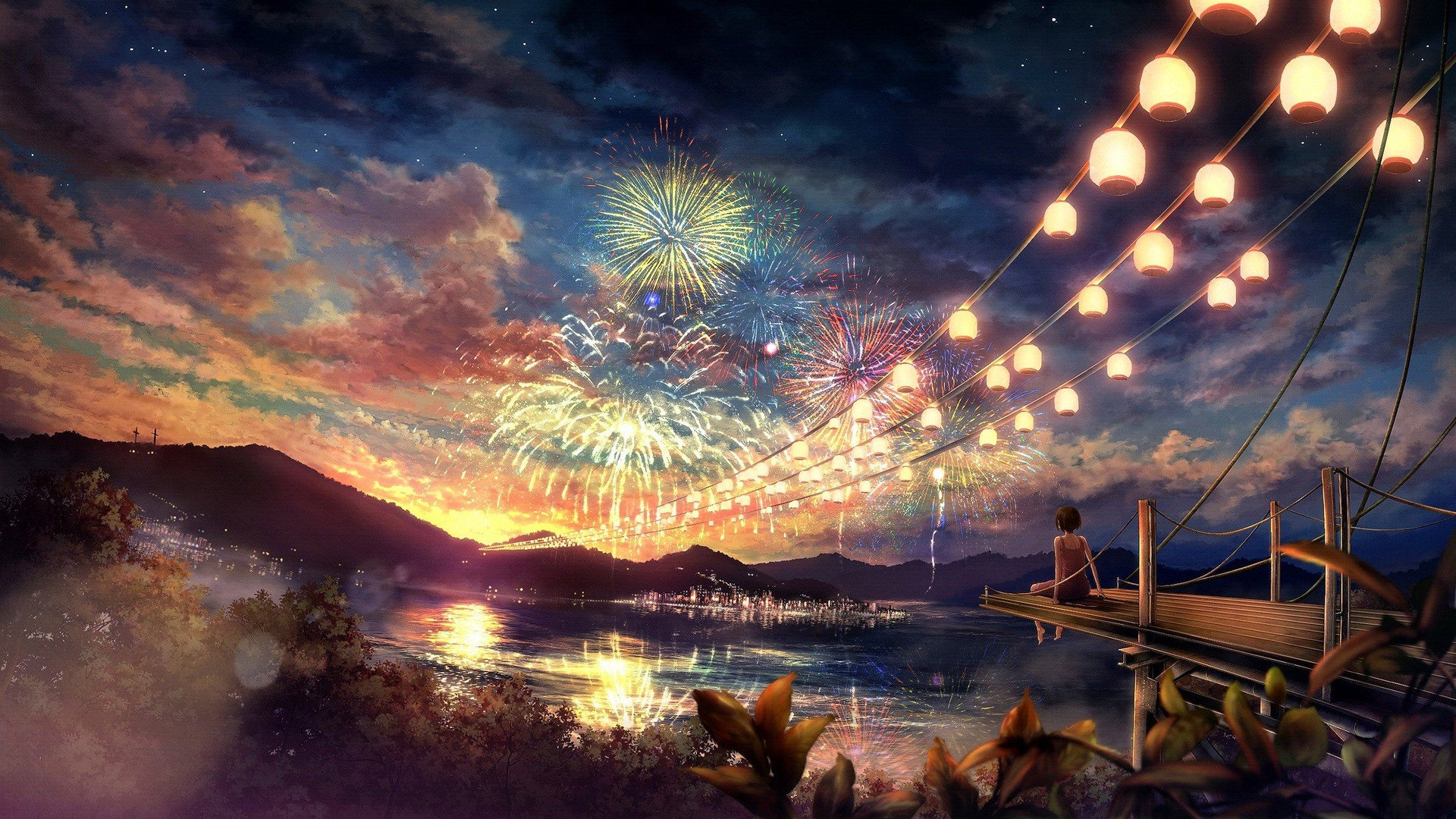 Fireworks Colorful Lakes Walldevil Best Desktop And Mobile