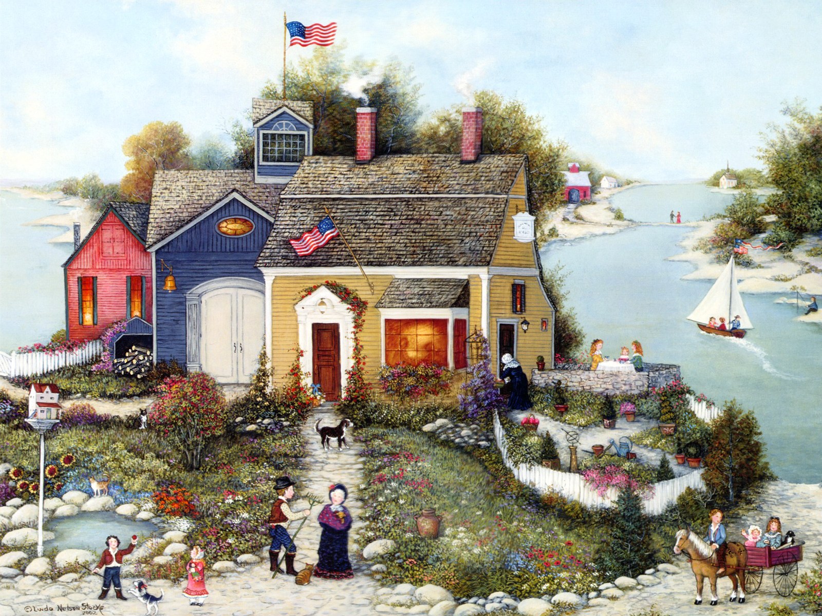 American Folk Art Linda Nelson Stocks Painting Americana