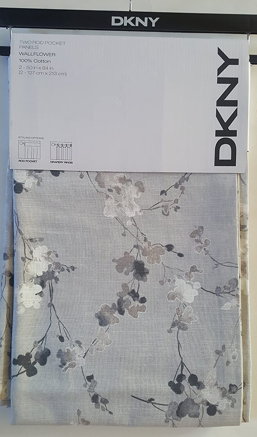Amazon Curtains Panels Neutral Floral Pattern On Gray Dkny