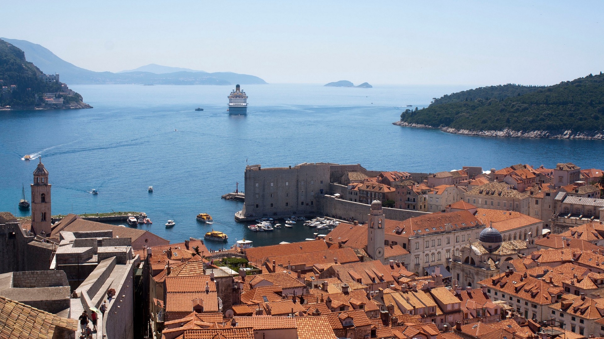Europe Croatia Dubrovnik Buildings From Above Stock