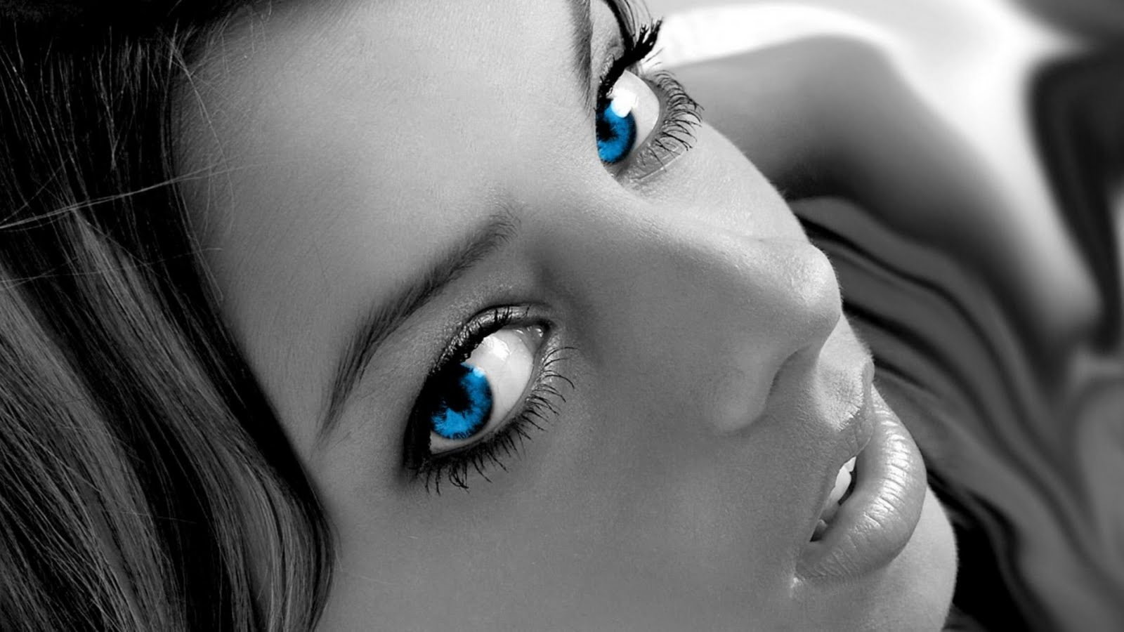 Black And White Girl Blue Eyes HD Wallpaper