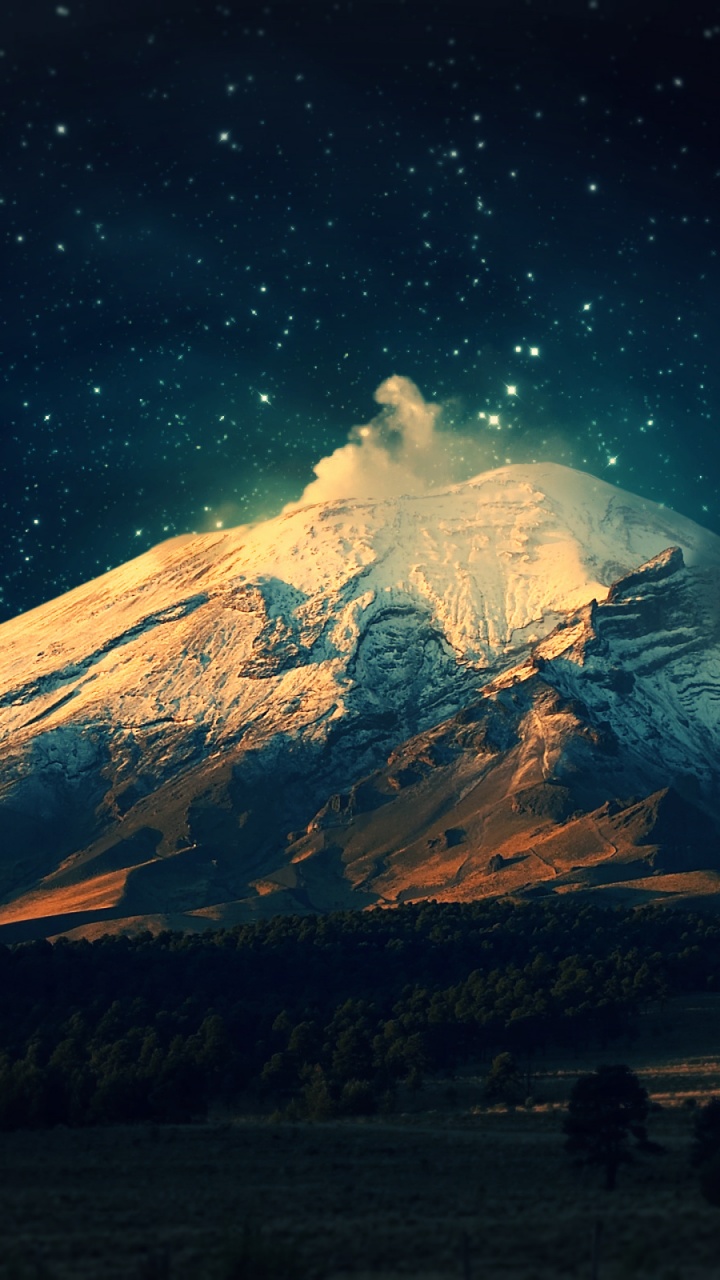 720x1280 Snowy Mountain Starry Sky Galaxy s3 wallpaper