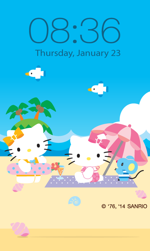 Hello Kitty Beach Screen Lock Screenshot