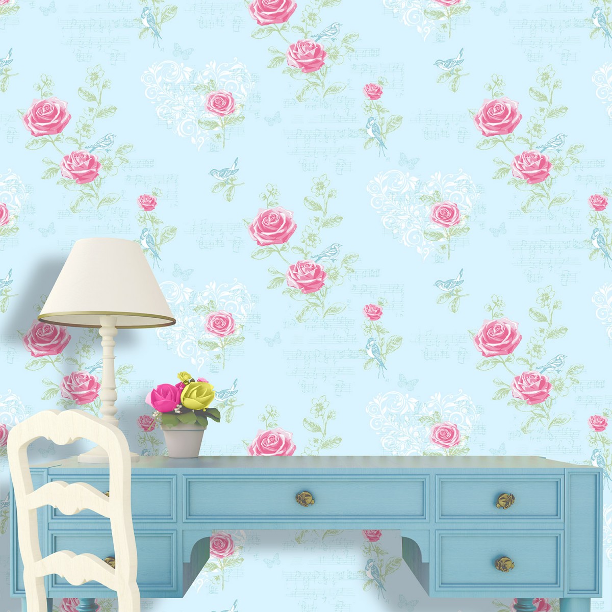 Home Shop By Style Feature Wall Jenny Wren Duck Egg Wallpaper