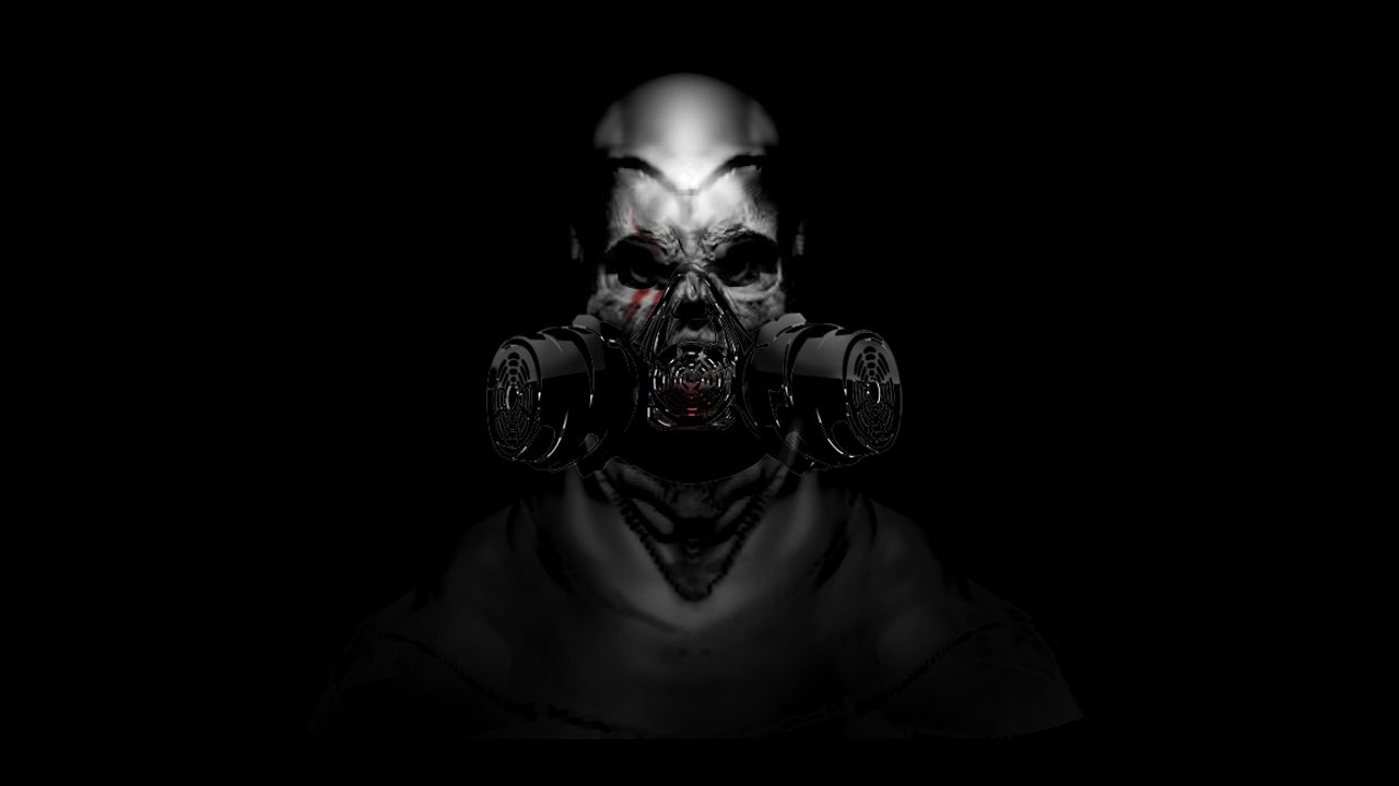 creepy black gas mask