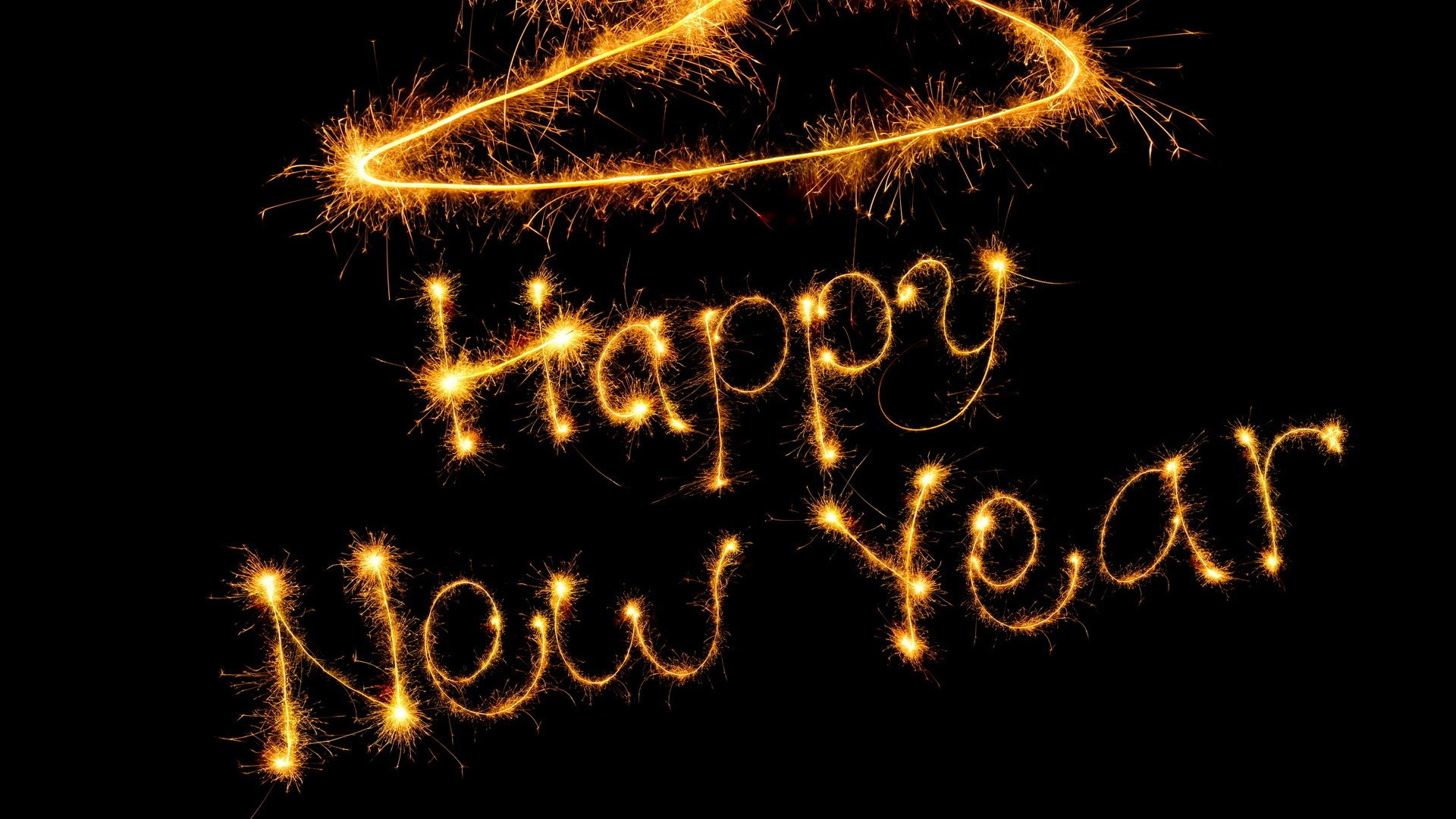 Sparkler light trails forming the words 